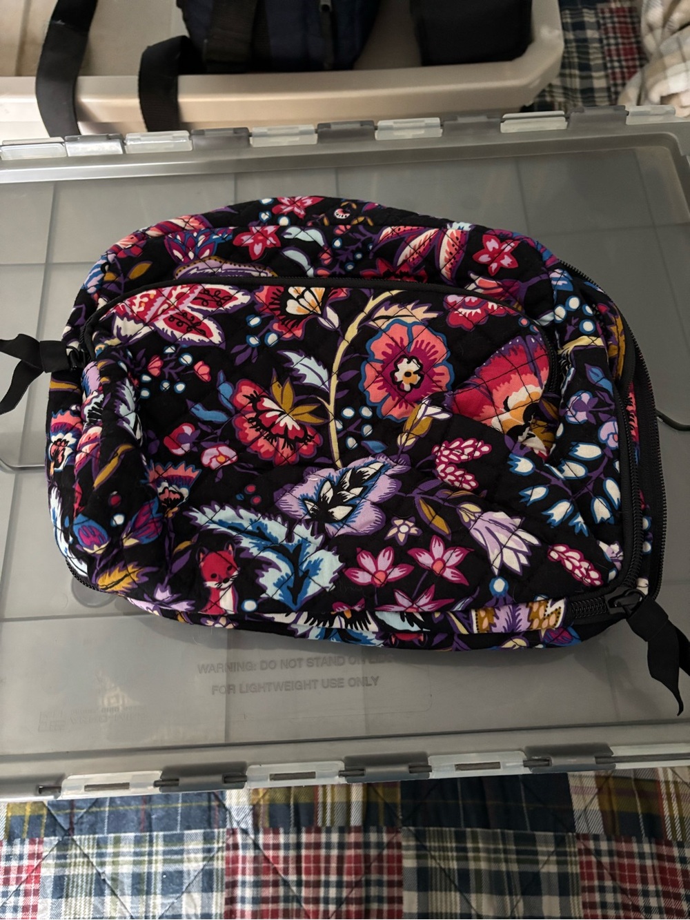 Vera Bradley Quilted Floral Toiletries Bag - Black Multicolor